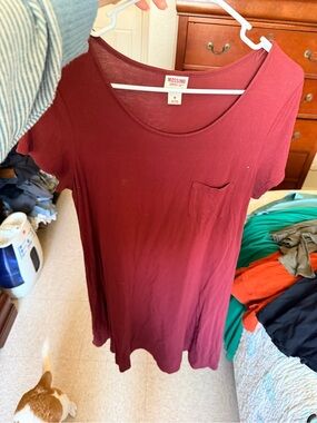 Mossimo Supply Co. Women's Short Sleeve Scoop Neck Pocket Dress - Burgundy